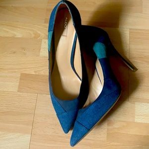 ALDO Mixed Print Heels, Blue, 11